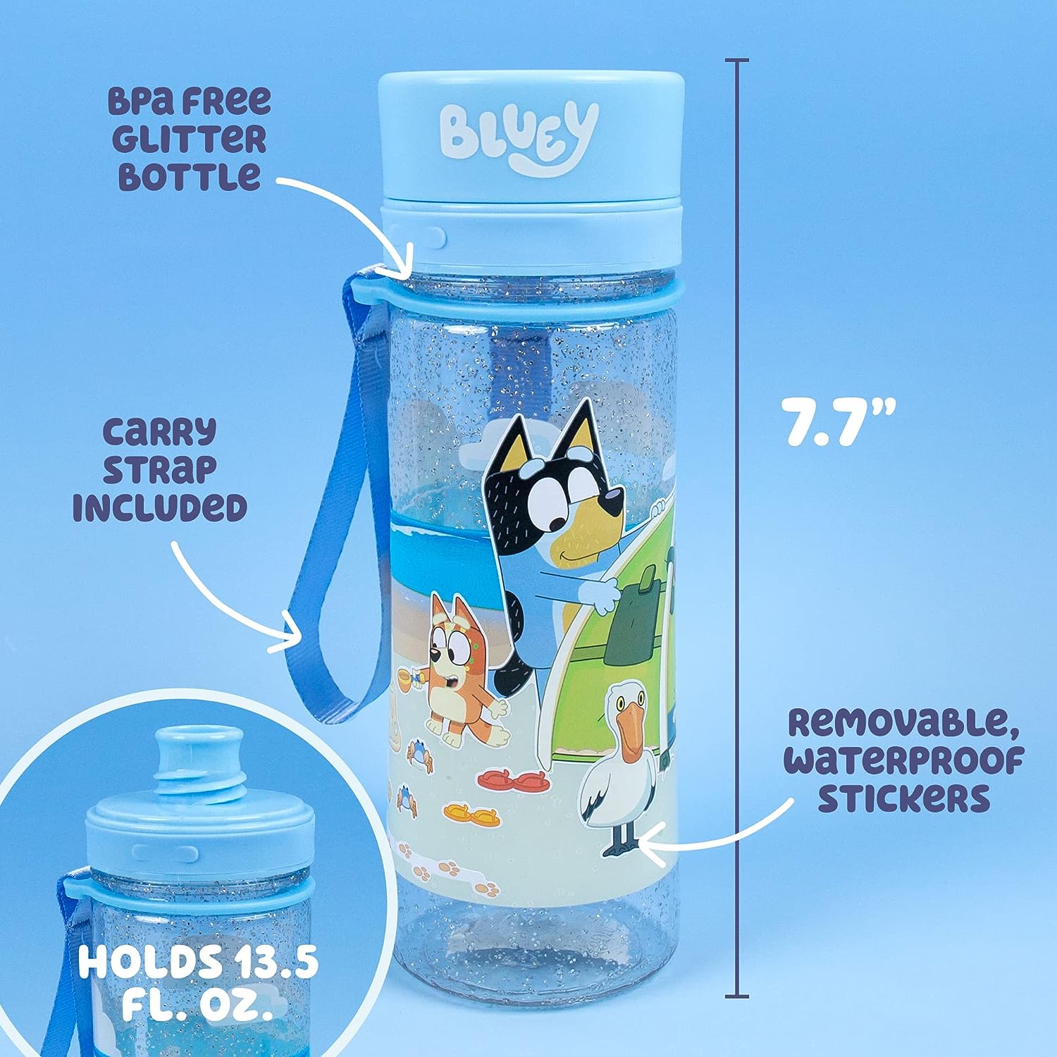 Botella con Stickers Reutilizables de Bluey – Chiquirrines